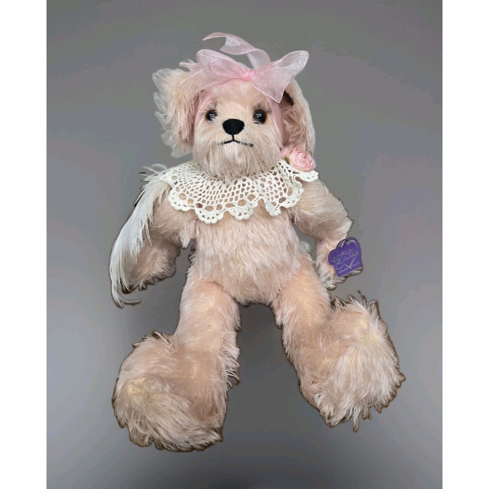 Annette Funicello "Jennifer" Angel Bear Pink Mohair Plush Jointed Wings Tags 14"